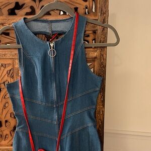 Denim Sleeveless Jumpsuit with Heart Cutout